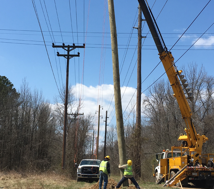 APG Electrical Distribution System pole setting